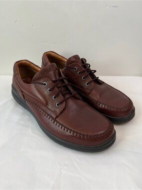 ECCO Seawalker Brown Leather Moc Toe Oxford Comfort Shoes Mens EU 46 US 12
